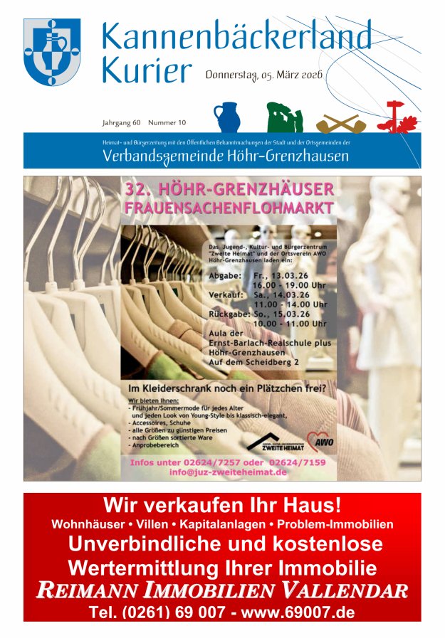 Kannenbäckerland-Kurier Verbandsgemeinde Höhr-Grenzhausen Titelblatt 10/2026