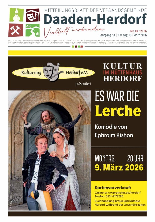 Mitteilungsblatt der Verbandsgemeinde Daaden-Herdorf Titelblatt 10/2026
