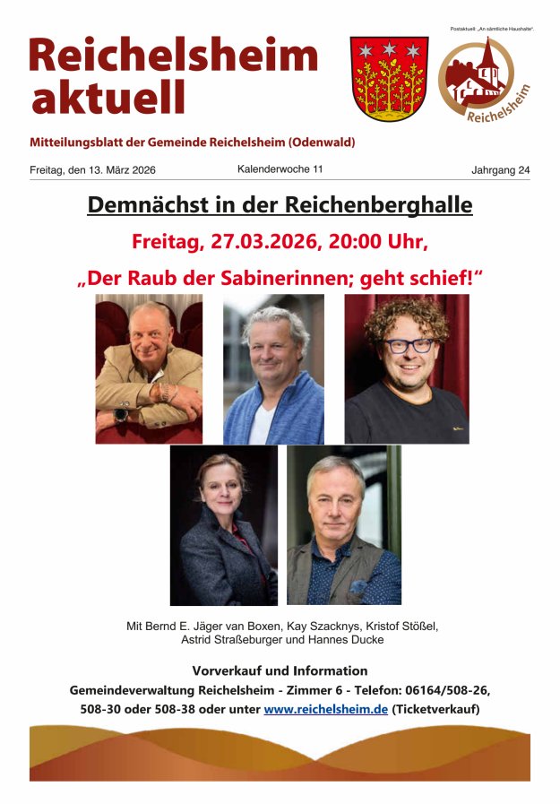 Reichelsheim aktuell - Amtsblatt der Gemeinde Reichelsheim(Odenwald) Titelblatt 11/2026
