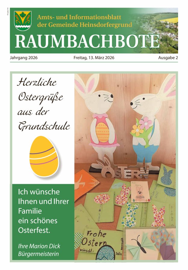 Raumbachbote – Amt- und Informationsblatt der Gemeinde Heinsdorfergrund Titelblatt 02/2026