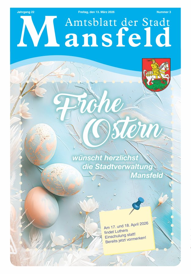 Amtsblatt der Stadt Mansfeld Titelblatt 03/2026