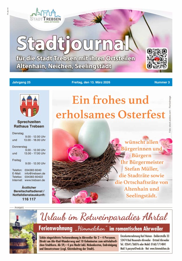 Stadtjournal der Stadt Trebsen mit ihren Ortsteilen Titelblatt 03/2026