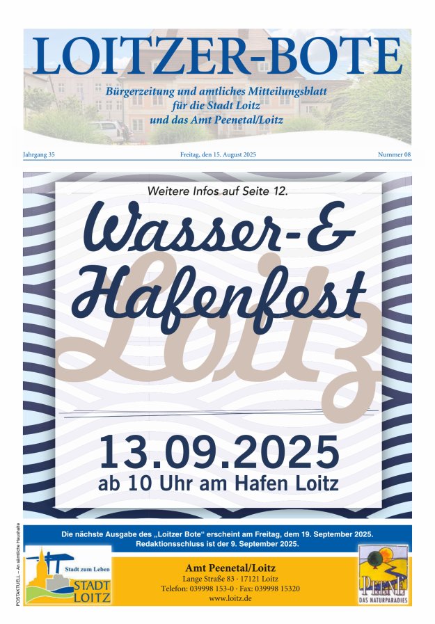 Loitzer Bote Titelblatt 08/2025
