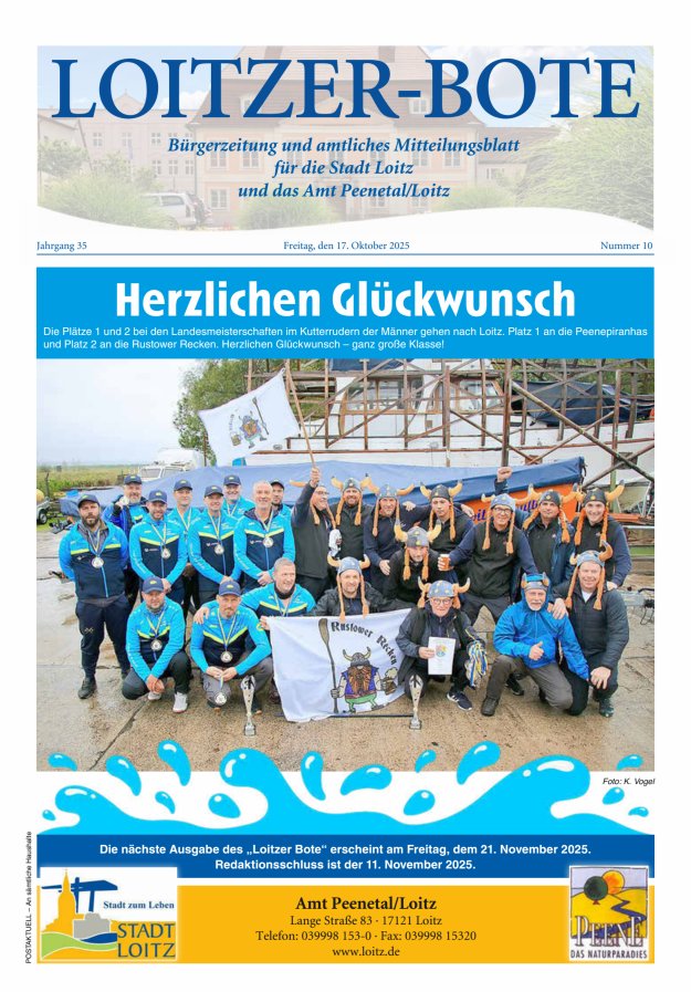 Loitzer Bote Titelblatt 10/2025