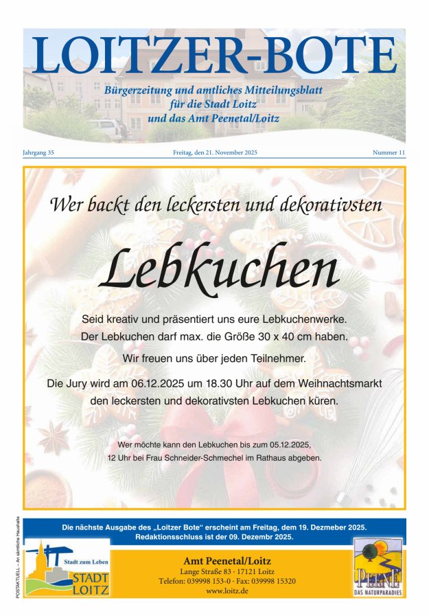 Loitzer Bote Titelblatt 11/2025