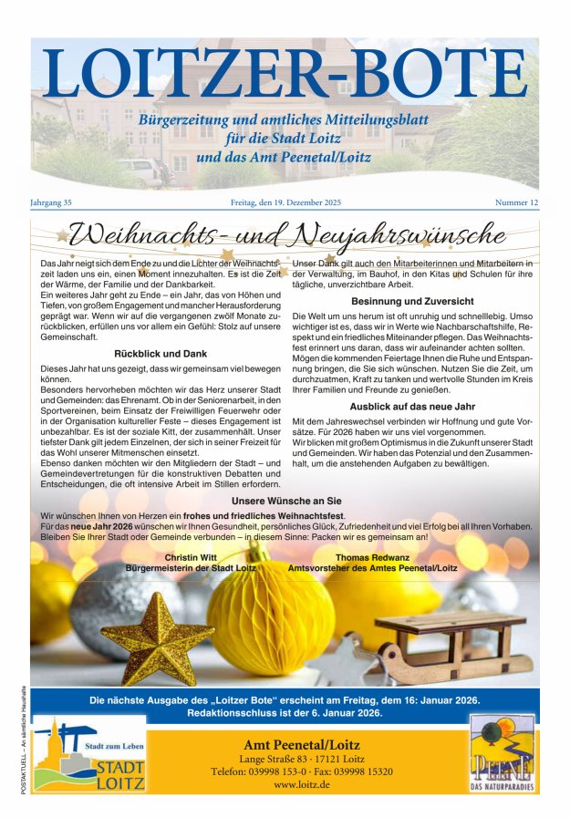 Loitzer Bote Titelblatt 12/2025