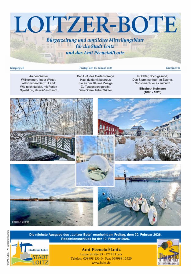 Loitzer Bote Titelblatt 01/2026