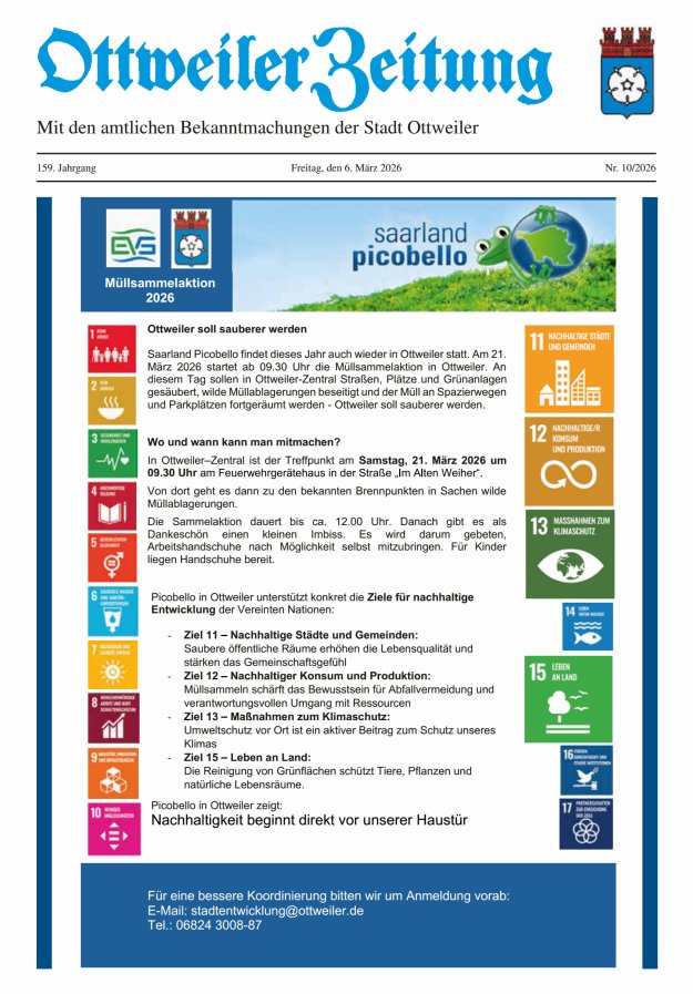 Ottweiler Zeitung Titelblatt 10/2026