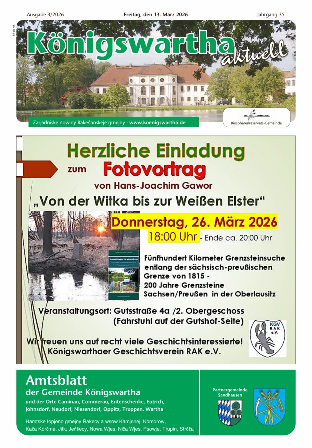 Königswartha aktuell - Amtsblatt der Gemeinde Königswartha Titelblatt 03/2026