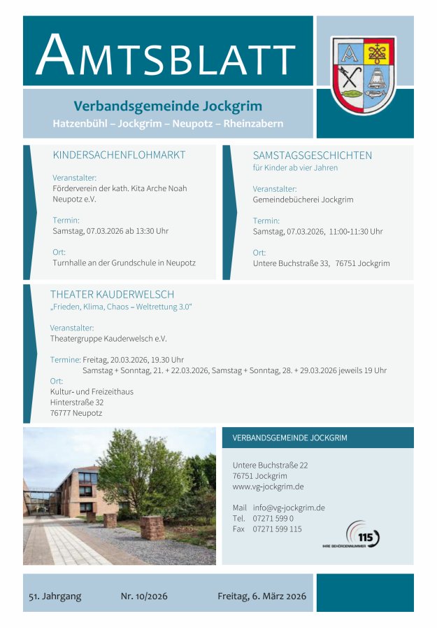 Amtsblatt VG Jockgrim Titelblatt 10/2026