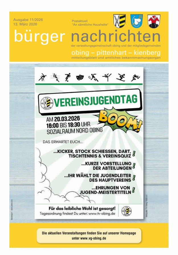 Bürger Nachrichten Obing Pittenhart Kienberg Titelblatt 11/2026