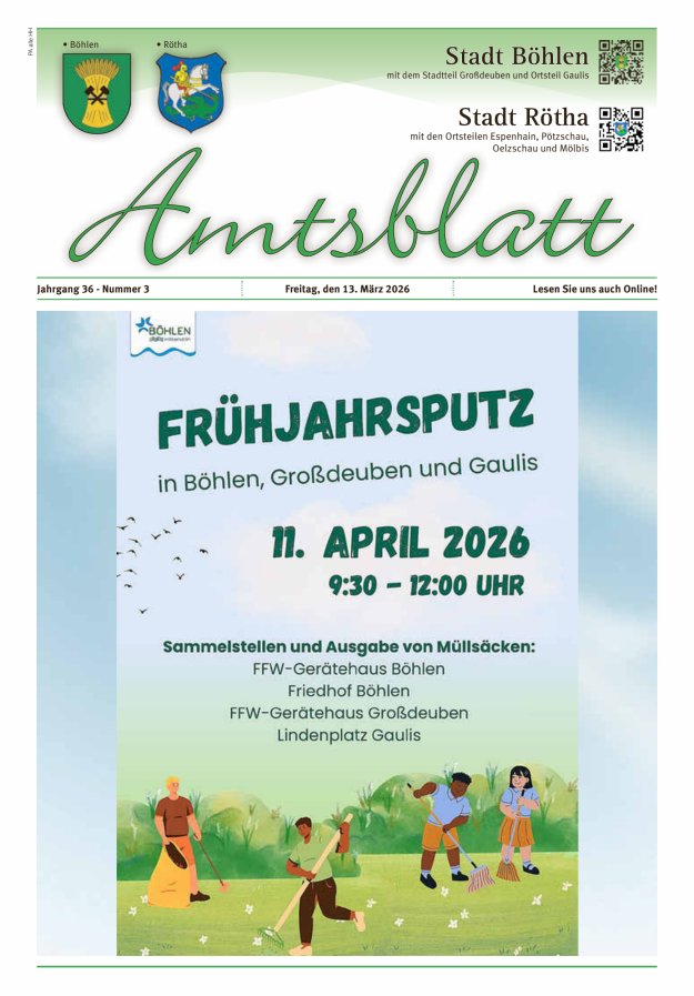 Amtsblatt der Stadt Böhlen Titelblatt 03/2026