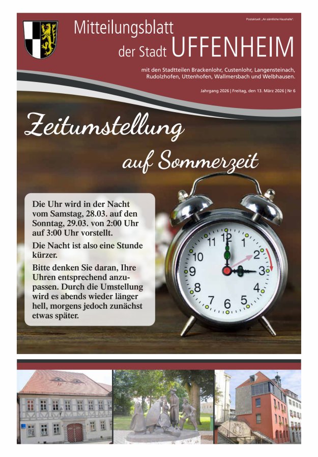 Mitteilungsblatt der Stadt Uffenheim Titelblatt 06/2026