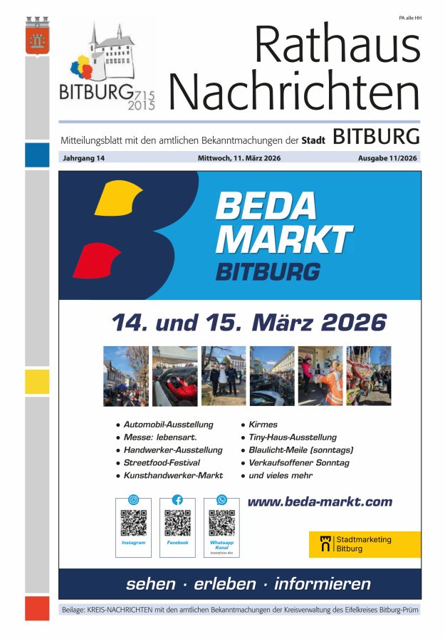 Rathaus-Nachrichten Bitburg Titelblatt 11/2026