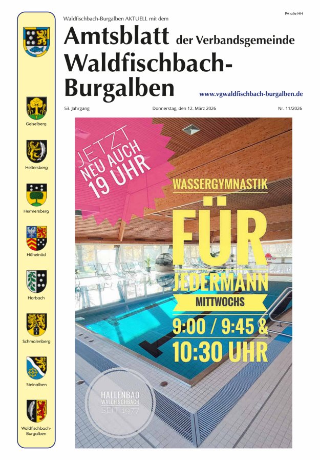 Amtsblatt der Verbandsgemeinde Waldfischbach-Burgalben Titelblatt 11/2026