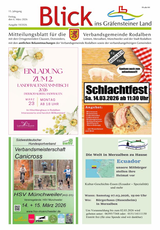 Blick ins Gräfensteiner Land VG Rodalben Titelblatt 10/2026