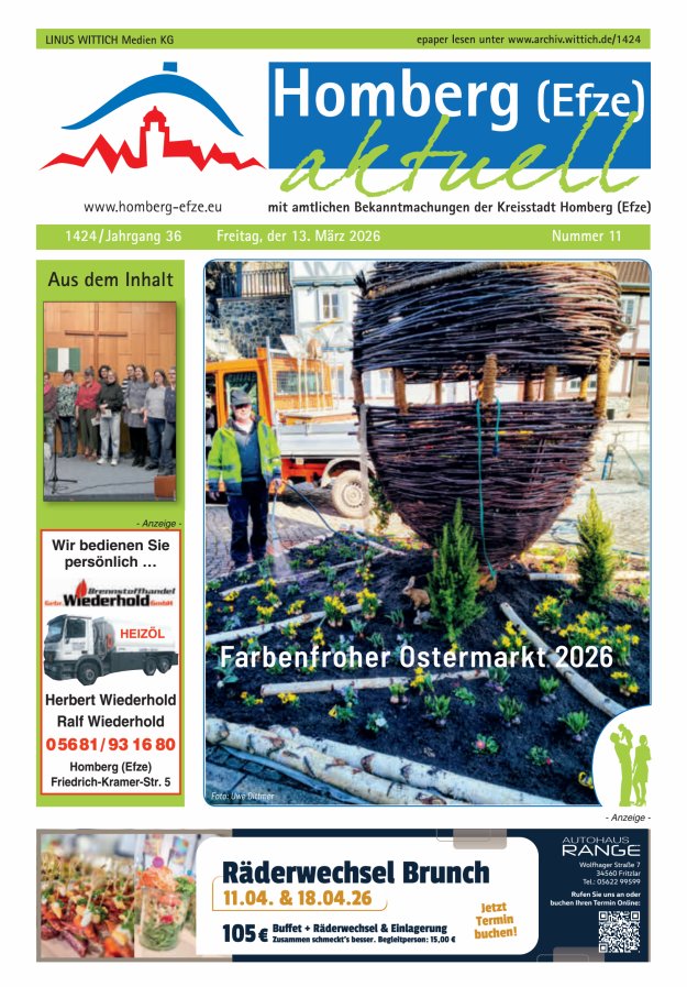 Homberg Efze aktuell Titelblatt 11/2026