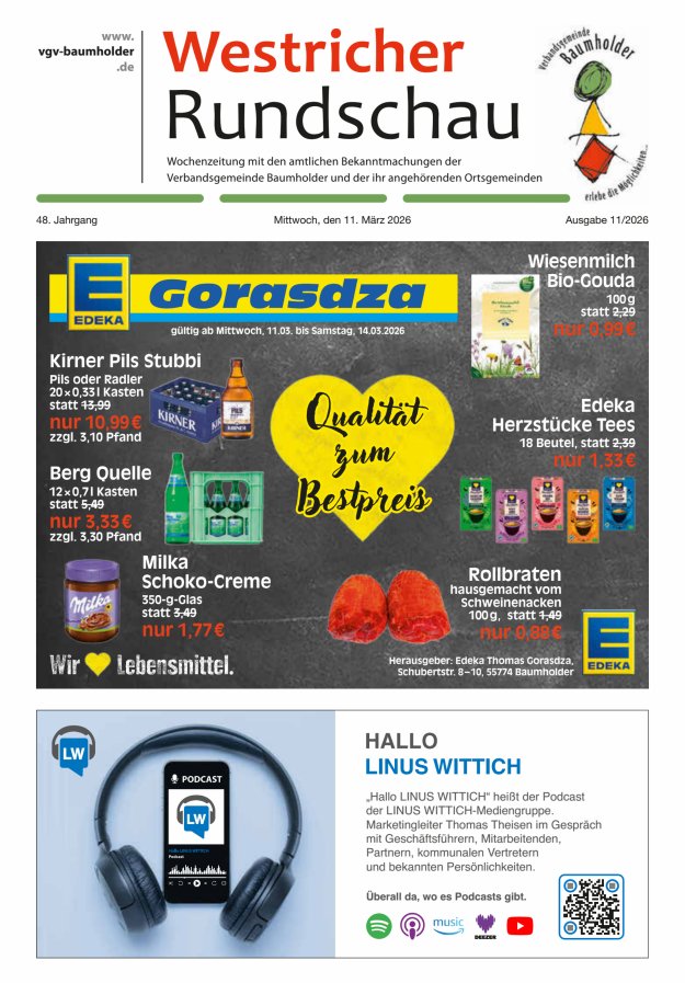 Westricher Rundschau VG Baumholder Titelblatt 11/2026