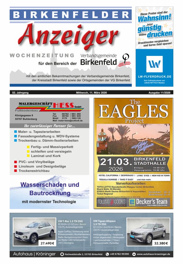 Birkenfelder Anzeiger Titelblatt 11/2026