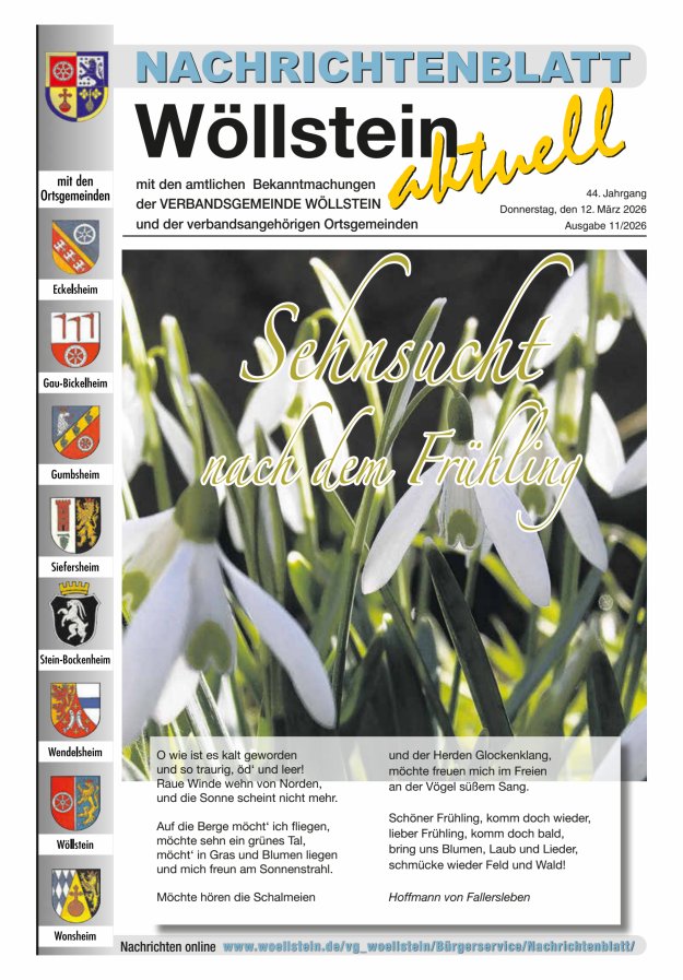 Nachrichtenblatt Wöllstein aktuell Titelblatt 11/2026