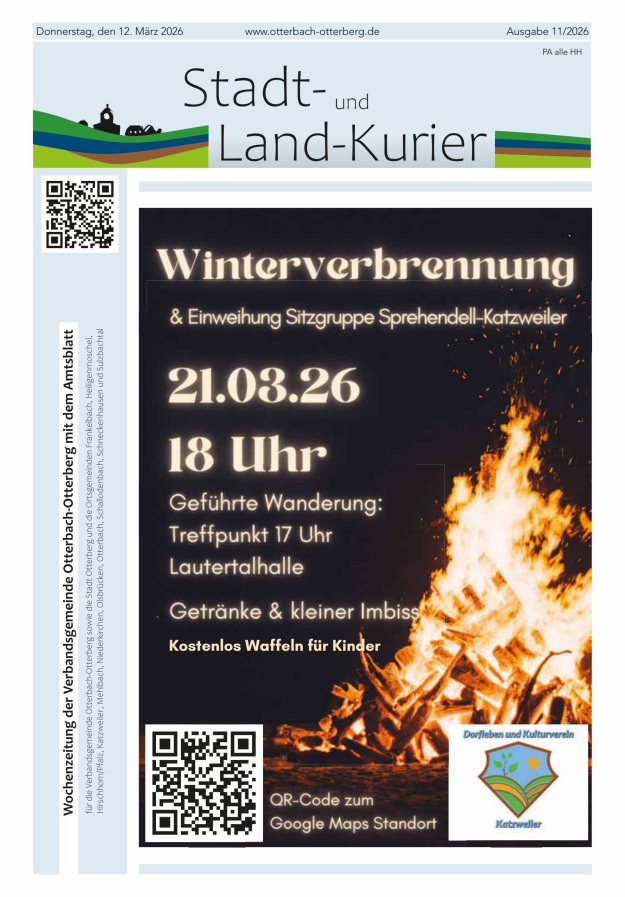 Stadt- und Land-Kurier Otterbach-Otterberg Titelblatt 11/2026