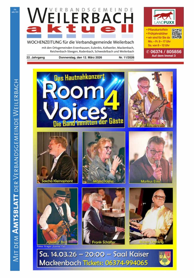 Verbandsgemeinde Weilerbach aktuell Titelblatt 11/2026