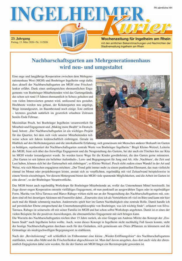 Ingelheimer Kurier Titelblatt 11/2026