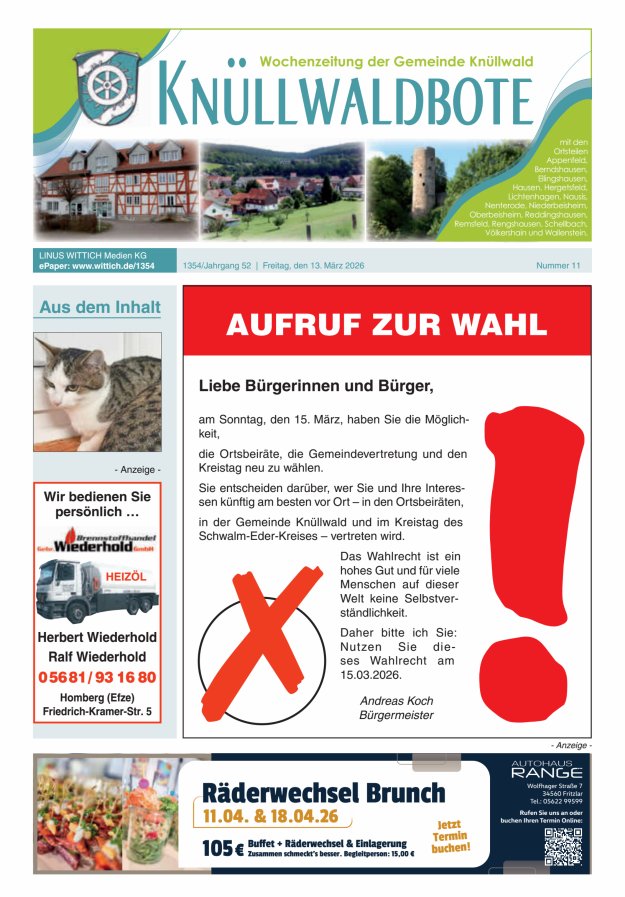 Knüllwaldbote Titelblatt 11/2026