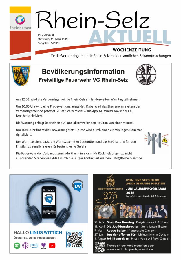 Rhein-Selz aktuell Titelblatt 11/2026