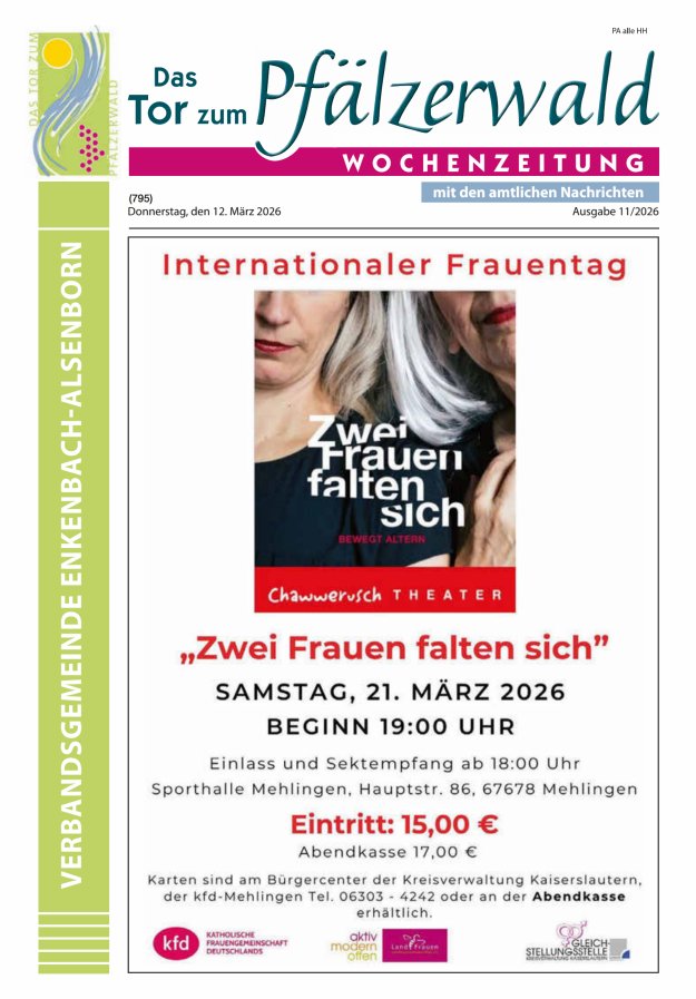 Das Tor zum Pfälzer Wald - VG Enkenbach-Alsenborn Titelblatt 11/2026