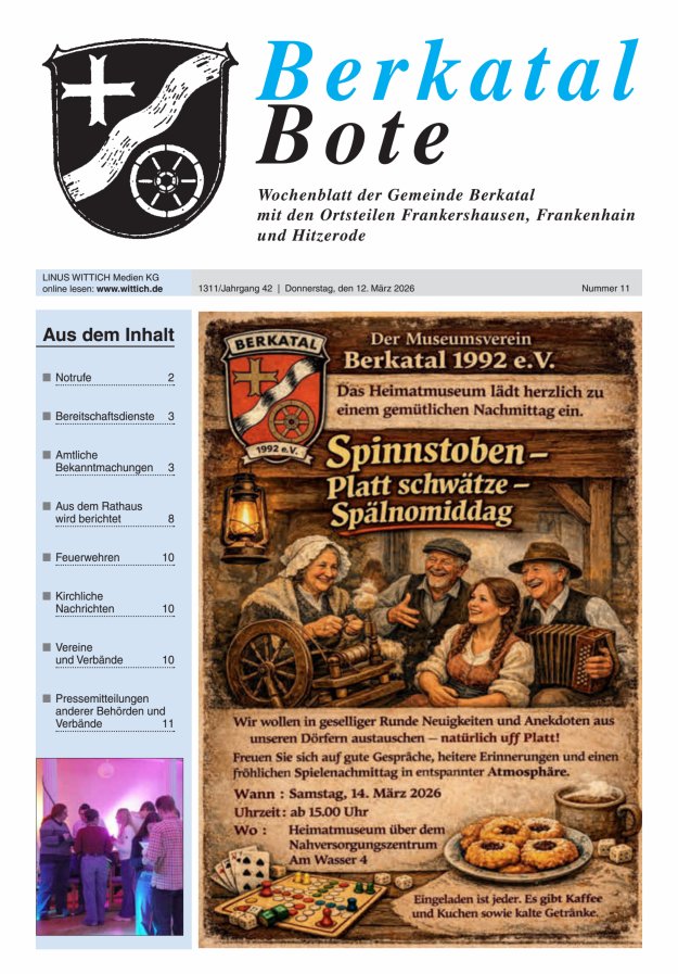 Berkatal Bote Titelblatt 11/2026