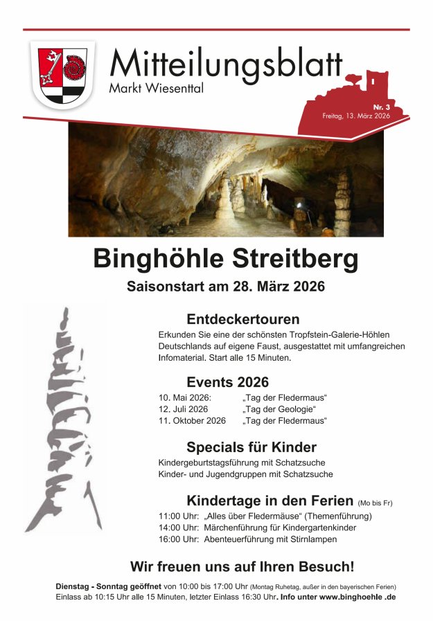Mitteilungsblatt Markt Wiesenttal Titelblatt 03/2026