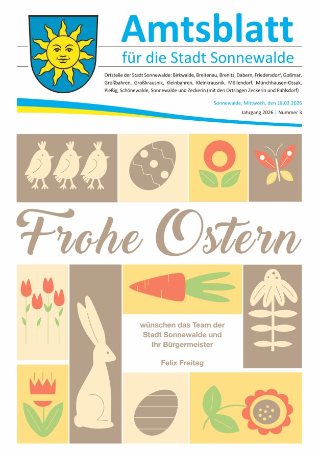 Amtsblatt für die Stadt Sonnewalde Titelblatt 03/2026