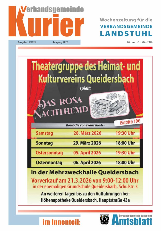 Verbandsgemeinde Kurier Landstuhl Titelblatt 11/2026
