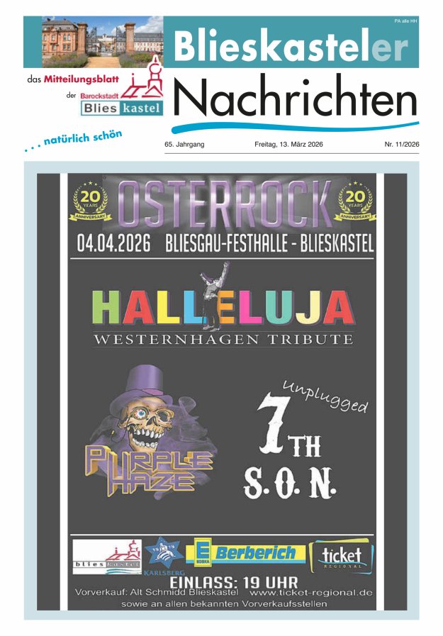 Blieskasteler Nachrichten  Titelblatt 11/2026