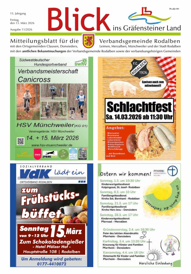 Blick ins Gräfensteiner Land VG Rodalben Titelblatt 11/2026