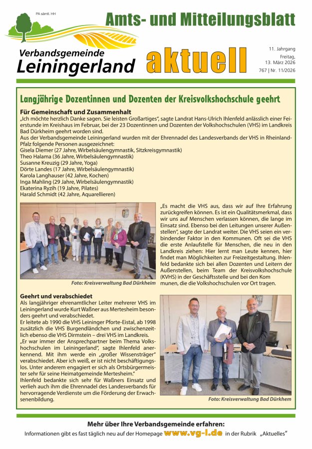 VG Leiningerland aktuell Titelblatt 11/2026