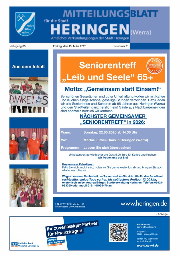 Mitteilungsblatt Heringen Titelblatt 11/2026