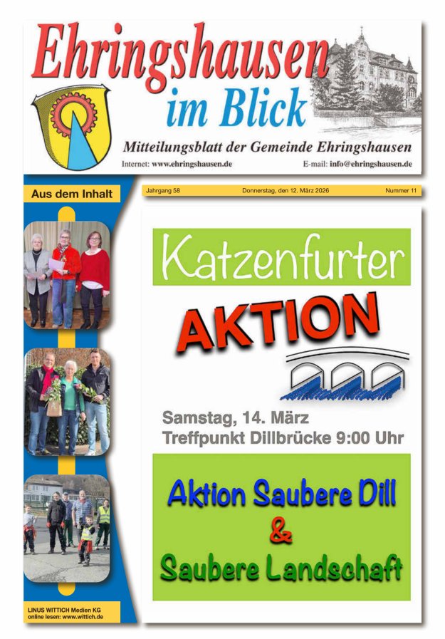 Mitteilungsblatt der Gemeinde Ehringshausen Titelblatt 11/2026