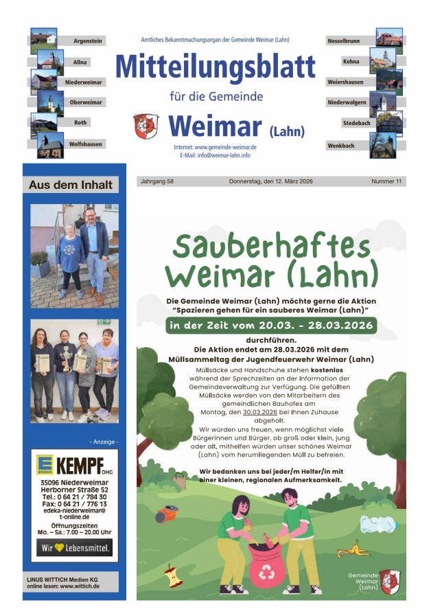 Mitteilungsblatt für die Gemeinde Weimar Titelblatt 11/2026