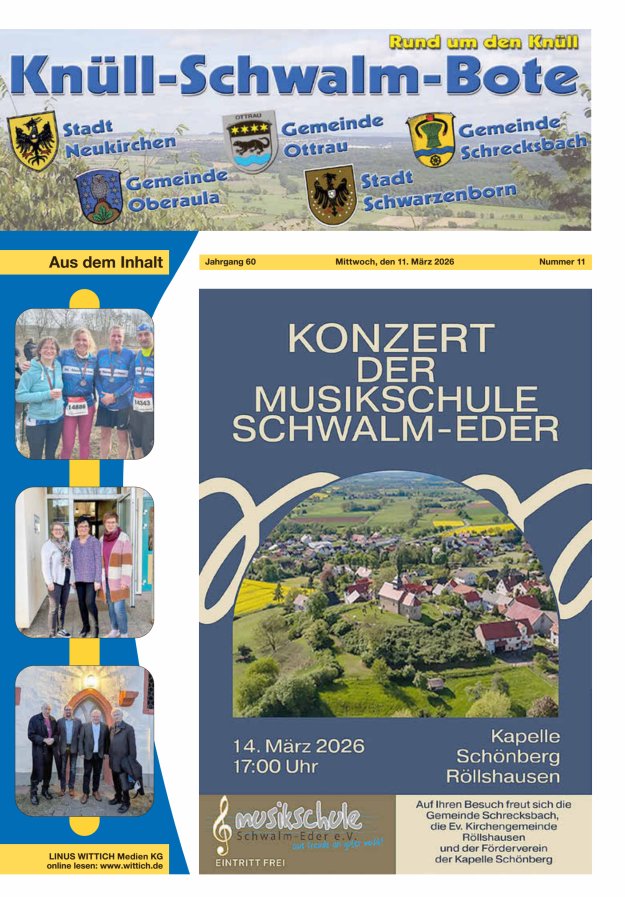 Knüll-Schwalm-Bote Titelblatt 11/2026