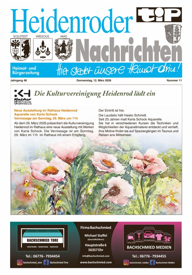 "tip" Heidenroder Nachrichten Titelblatt 11/2026