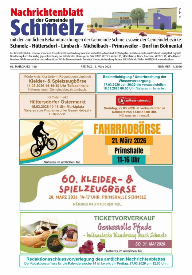 Nachrichtenblatt Schmelz Titelblatt 11/2026