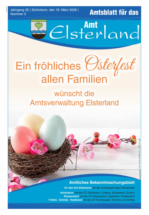 Amtsblatt für das Amt Elsterland Titelblatt 03/2026