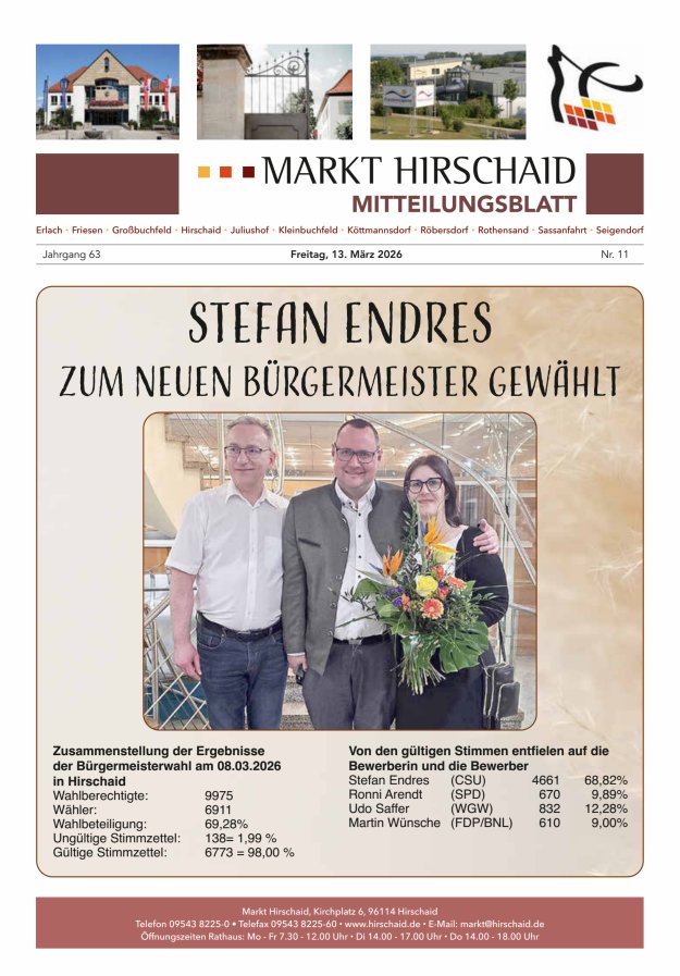 Mitteilungsblatt Markt Hirschaid Titelblatt 11/2026