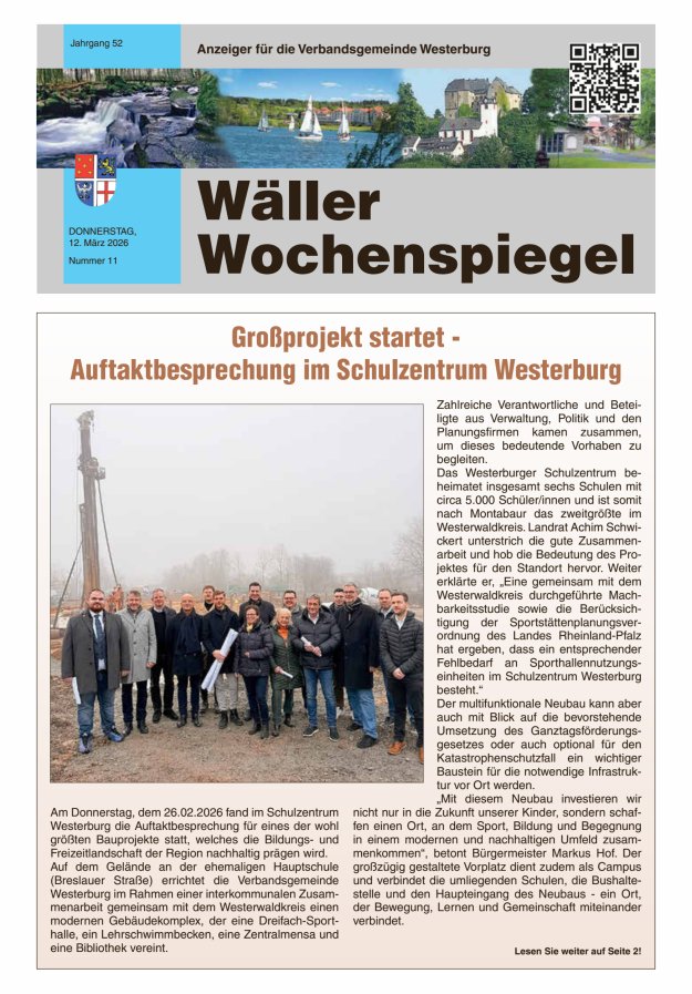 Wäller Wochenspiegel - Anzeiger für die Verbandsgemeinde Westerburg Titelblatt 11/2026