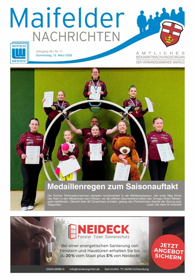Maifelder Nachrichten - Wochenzeitung der Verbandsgemeinde Maifeld Titelblatt 11/2026