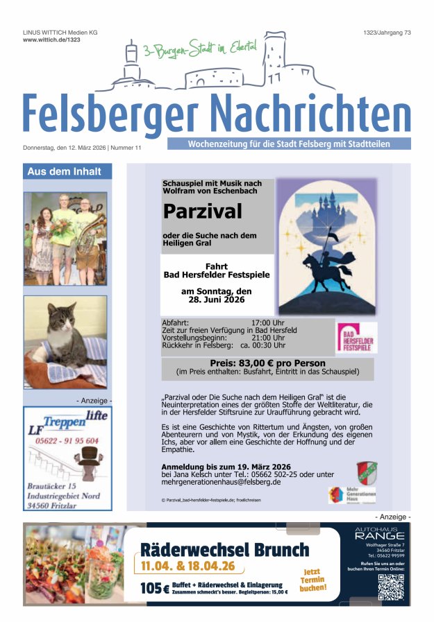 Felsberger Nachrichten Titelblatt 11/2026
