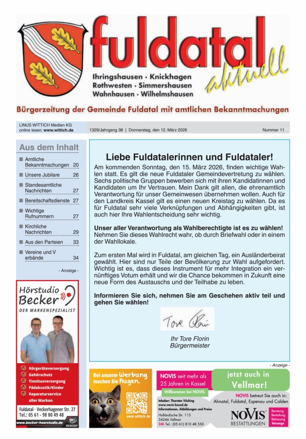 Fuldatal aktuell Titelblatt 11/2026