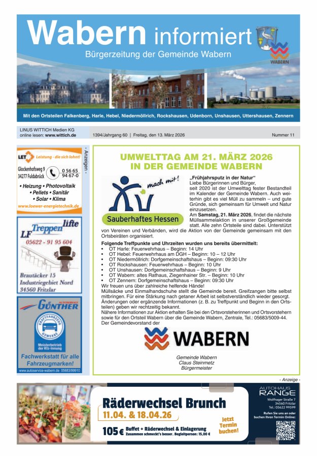 Wabern informiert Titelblatt 11/2026